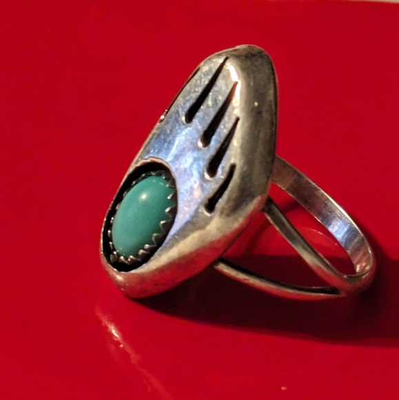 Vintage Sterling Silver bear print with turquoise - Picture 8 of 16